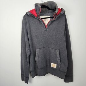 Hollister VTG Y2K 2000s Skater Half Zip Hooded Sweatshirt Grey Hoodie Size XL